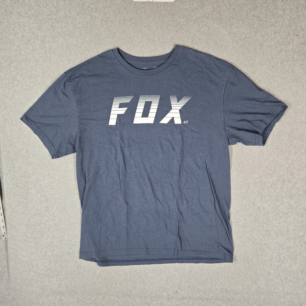 Fox Racing Men Shirt XL Blue FOX Logo Short Sleeve Standard